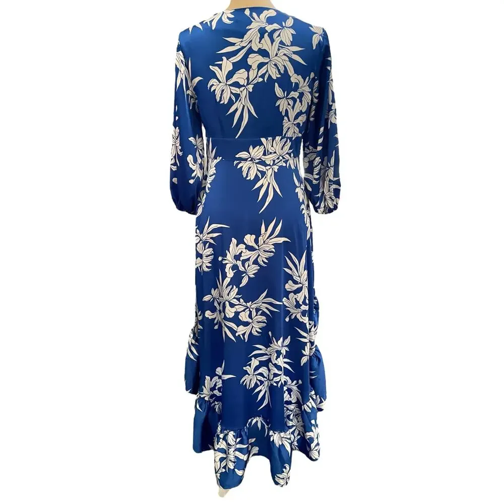 ALEXIS for Target Blue Floral Tie-Front High-Low Dress XS Resort Vacation - Picture 7 of 9